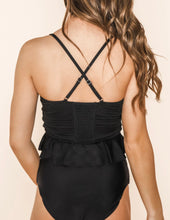 Load image into Gallery viewer, Eyelet knotted Swim top ~Black