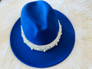 Pearl Wool Hat ~Cobalt