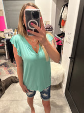 Load image into Gallery viewer, Ruffle Sleeve Top ~ Mint