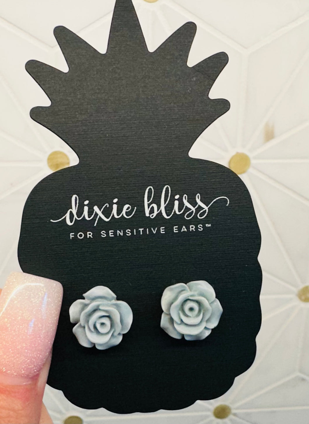Dixie Bliss Flower Stud ~ Grey