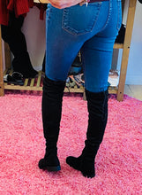 Load image into Gallery viewer, Flat Black suede over the knee boots