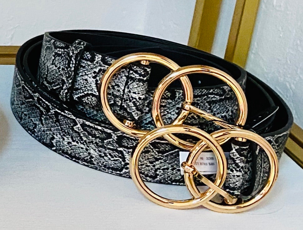 Belt with gold buckle