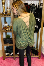 Load image into Gallery viewer, Gorgeous Olive Green Cross Scoop Back Top