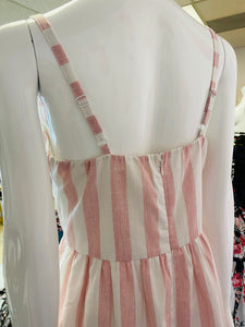 Pink stripe linen dress