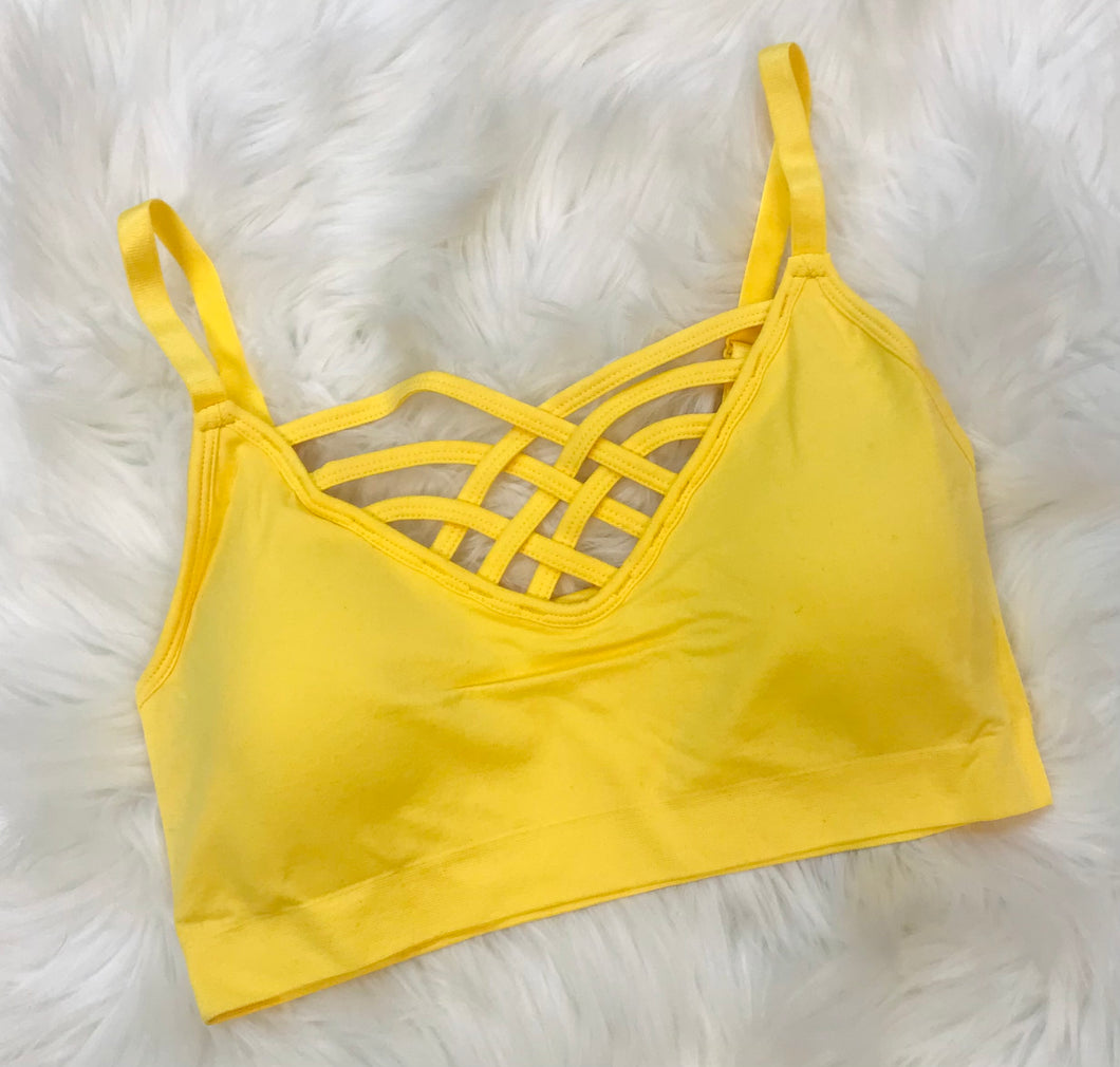 Criss~Cross Bralette~Yellow