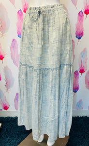 Blue linen maxi skirt