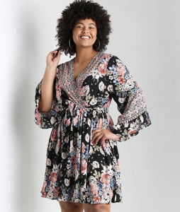 Floral Faux Wrap Dress