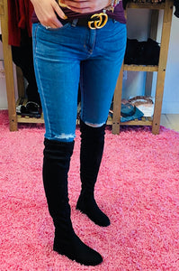 Flat Black suede over the knee boots