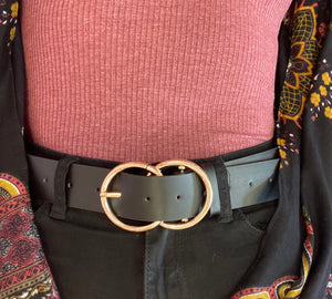 Belt with gold buckle