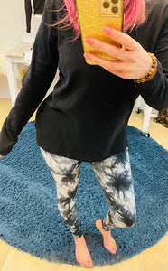 TIE DYE WIDE WAISTBAND COTTON LEGGINGS